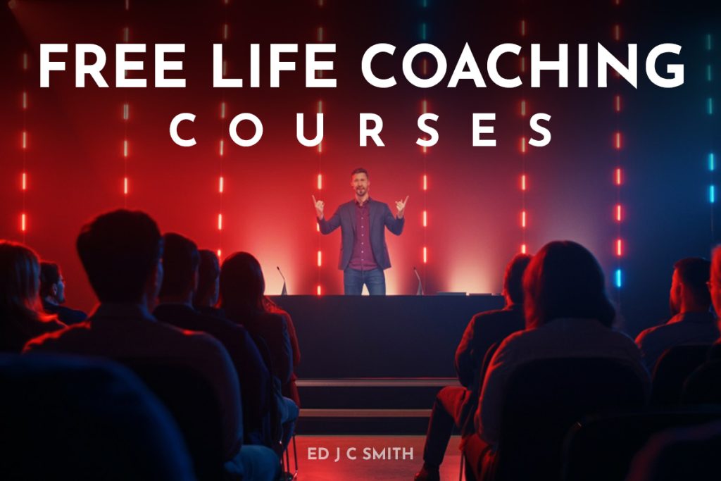 Life Coaching Courses Free - Free life coaching seminar featuring Ed J C Smith in a vibrant stage setting.