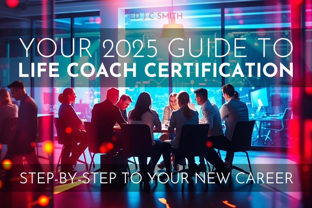 Becoming a Certified Life Coach – A professional group training session in a modern office, showcasing a collaborative learning environment for future life coaches.