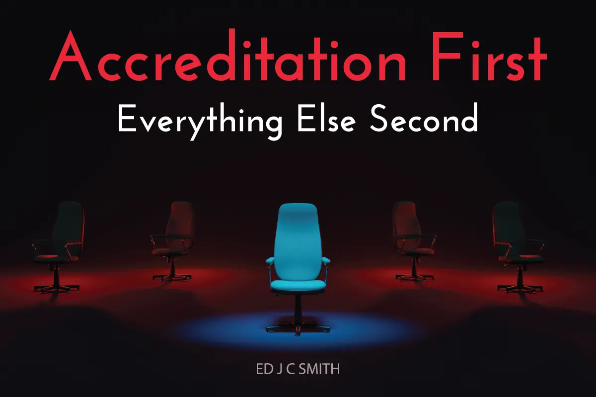 Life Coach Certification Program concept with a spotlight on a central blue chair surrounded by darker chairs, symbolizing priority and recognition.
