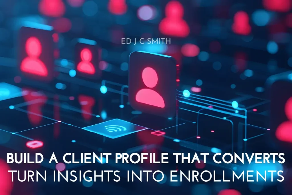 digital interface with glowing red and blue user icons representing data-driven coaching business strategies for building client profiles that convert
